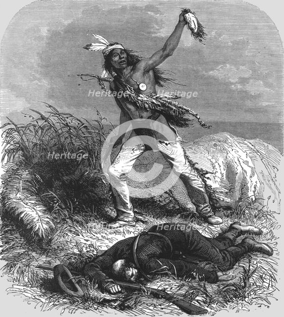 'The exultant Indians mutilate the dead body; Passage of the Great Canon of the Colorado', 1875. Creator: A. R Calhoun.