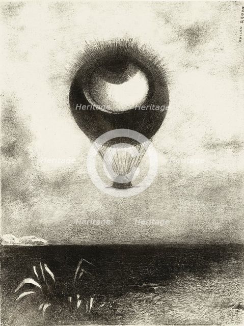The Eye, Like a Strange Balloon, Mounts toward Infinity. Series: For Edgar Poe, 1882. Artist: Redon, Odilon (1840-1916)