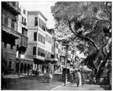 The Ezbekiyeh and Street Scene, Cairo, Egypt late 19th century. Artist: John L Stoddard