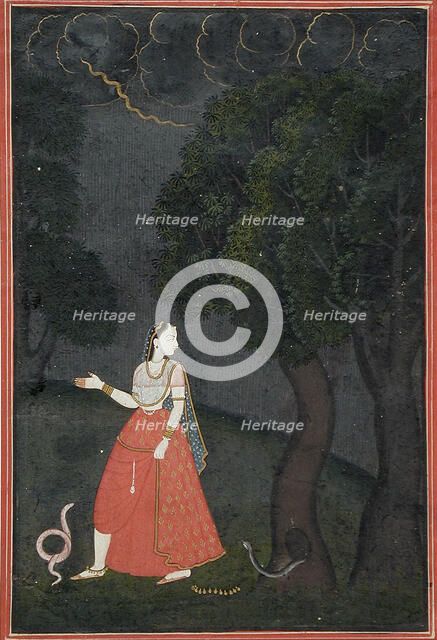 The Eager Heroine on Her Way to Meet Her Lover out of Love (Kama Abhisarika Nayika), c1760. Creator: Unknown.