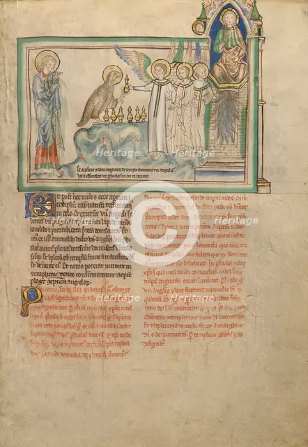The Eagle Giving the Vessels with the Seven Last Plagues to the Seven Angels, about 1255-1260. Creator: Unknown.