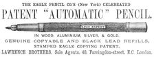 The Eagle Pencil Co.'s Celebrated Patent "Automatic" Pencil, 1883. Creator: Unknown