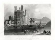 The Eagle Tower, Carnarvon Castle, Caernarfon, North Wales, 1860. Artist: JC Armytage