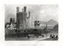 The Eagle Tower, Carnarvon Castle, Caernarfon, North Wales, 1860. Artist: JC Armytage