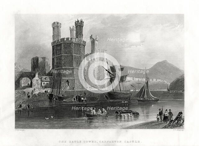 The Eagle Tower, Carnarvon Castle, Caernarfon, North Wales, 1860. Artist: JC Armytage