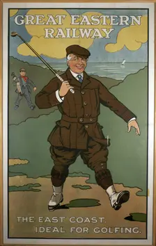 The East Coast, Ideal for Golfing Great Eastern Railway poster, early 1920s. Creator: John Hassall