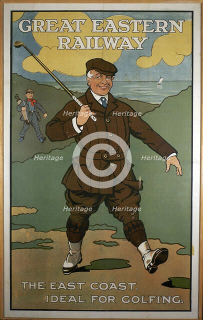 'The East Coast, Ideal for Golfing', Great Eastern Railway poster, early 1920s. Artist: John Hassall