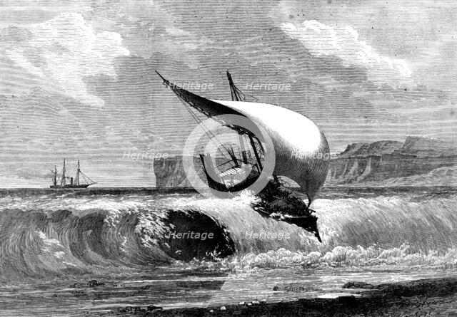 The East African Slave Trade: destruction of a dhow, 1873. Creator: Unknown.