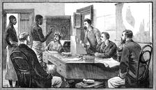 The East African Slave Trade:...captured slaves in the British Consul-General's Court, Zanzibar,1881 Creator: Unknown