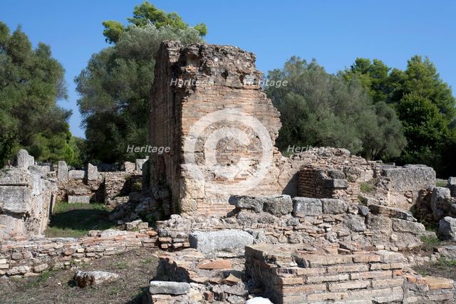 The east baths at Olympia, Greece. Creator: Samuel Magal.