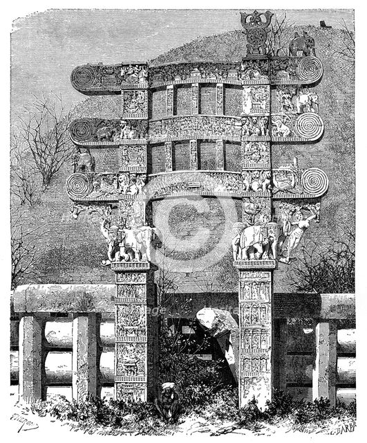 The East Gate of the Sanchi Tope, India, 1895. Artist: Unknown