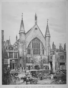 The east end of the Guildhall and the old Guildhall Library, City of London, 1870. Artist: Anon