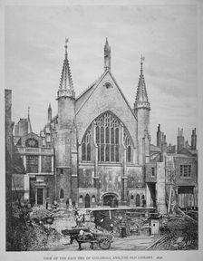 The east end of the Guildhall and the old Guildhall Library, City of London, 1870. Artist: Anon
