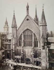 The east end of the Guildhall, from Basinghall Street, City of London, 1869. Artist: Anon