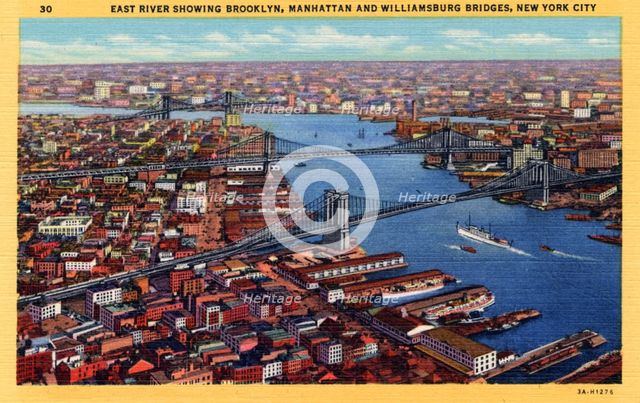 The East River, New York City, New York, USA, 1933 Artist: Unknown
