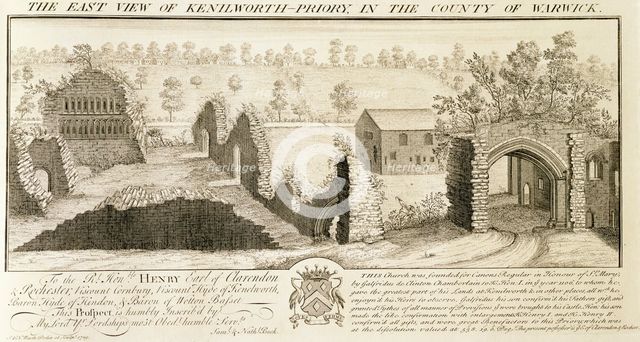 'The East View of Kenilworth Priory in the County of Warwick', 1729. Artists: Samuel Buck, Nathaniel Buck.