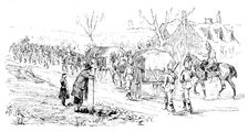 The Easter Volunteer Manoeuvres: the Marching Column, with transport waggons, 1890. Creator: Unknown