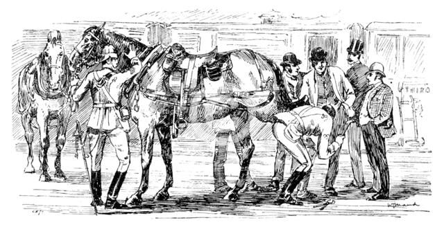 The Easter Volunteer Manoeuvres: we have to put on a new shoe at the Charing-Cross Station, 1890. Creator: Unknown.