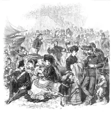 The Easter Volunteer Review: a sketch on the Brighton Beach, 1870. Creator: Unknown