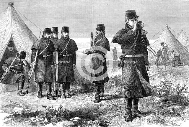 The Easter Volunteer Review: sounding the reveillé, 1880. Creator: Unknown.
