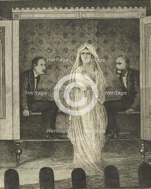 The Easter Holidays: Maskelyne & Cooke's Dark Seance at the Egyptian Hall, 1875. Creator: Unknown.