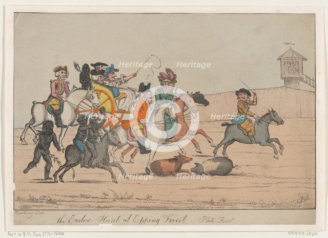 The Easter Hunt at Epping Forest, Plate First, 1800-1820. Creator: Unknown.