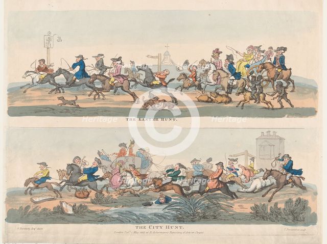 The Easter Hunt and The City Hunt, May 1, 1803., May 1, 1803. Creator: Thomas Rowlandson.