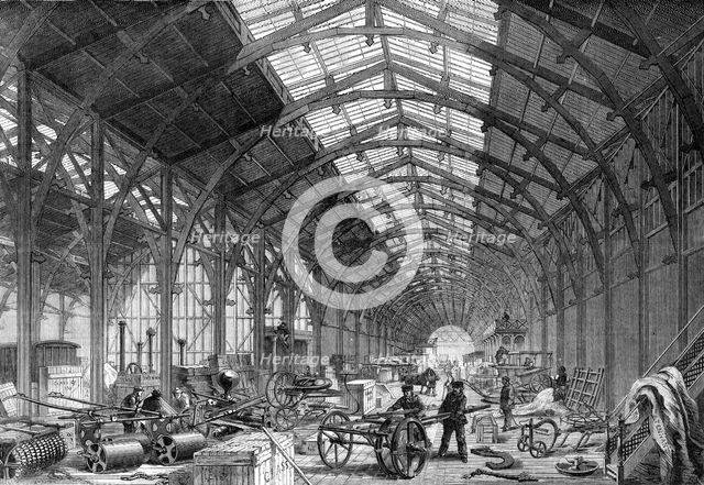 The Eastern Annexe of the International Exhibition Building containing agricultural implements, 1862 Creator: Unknown.