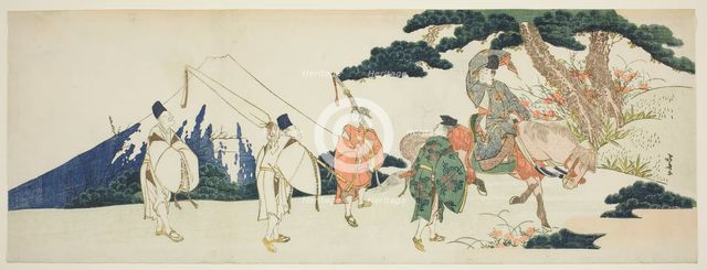 The Eastern Journey of the Celebrated Poet Ariwara no Narihira, Japan, c. 1806. Creator: Hokusai.