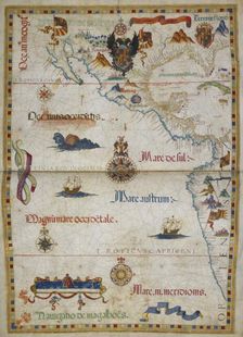 The eastern Pacific Ocean with Central America and parts of North and South America, 1558. Creator: Diego Homem