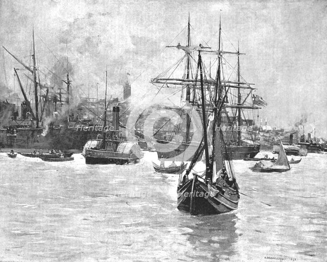 ''The Eastern Question -- The Shipping in the Bosphorus off Galata', 1891. Creator: Frank Brangwyn.