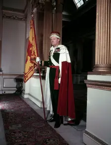 The Earl of Dundee, Hereditary Standard Bearer of Scotland in his peer's robes, 1952. Creator: Arthur Charles Kirby Ware