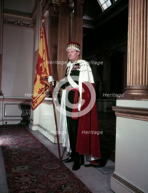 The Earl of Dundee, Hereditary Standard Bearer of Scotland in his peer's robes, 1952. Creator: Arthur Charles Kirby Ware.