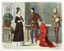 The Earl of Warwick submits to Queen Margaret, 1470 (1864). Artist: James William Edmund Doyle