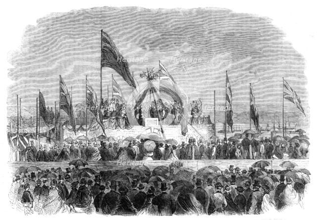 The Earl...placing the memorial stone of the Devonport, Stonehouse, and Cornwall Hospital, 1862. Creator: Unknown.