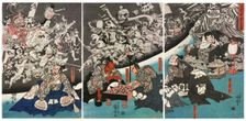 The Earth Spider Generates Monsters at the Mansion of Lord Minamoto Yorimitsu, 1843. Creator: Kuniyoshi, Utagawa (1797-1861)