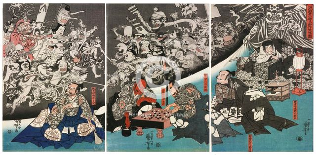 The Earth Spider Generates Monsters at the Mansion of Lord Minamoto Yorimitsu, 1843. Creator: Kuniyoshi, Utagawa (1797-1861).