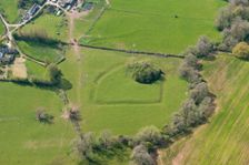 The earthwork remains of Newton Tump, a medieval motte and bailey, Herefordshire, 2016. Creator: Damian Grady