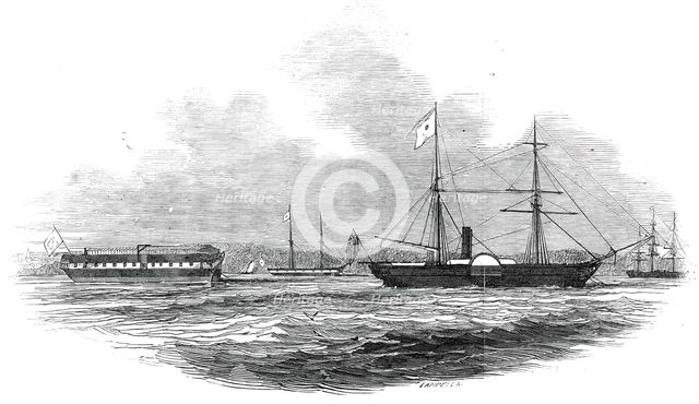 The Éclair steamer and "The Lazarette" off Motherbank, 1845. Creator: Ebenezer Landells.