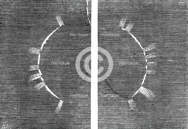 The Eclipse of the Sun on July 18 in Spain - beginning of the corona - from a sketch by..., 1860. Creator: Unknown.