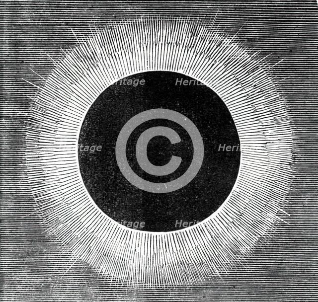 The Eclipse of the Sun on July 18 in Spain - luminous corona as seen round the Moon..., 1860. Creator: Unknown.