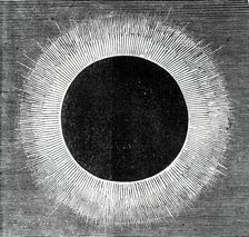 The Eclipse of the Sun on July 18 in Spain - luminous corona as seen round the Moon..., 1860. Creator: Unknown