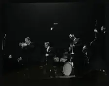 The Eddie Condon All Stars on stage at Colston Hall, Bristol, 1957. Creator: Denis Williams