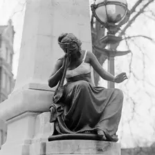 The Edward Onslow Ford Memorial wearing a bra, Abbey Road, St John's Wood, London, 1973. Artist: John Gay