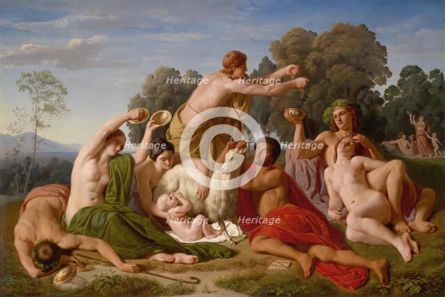 The Education of Jupiter on Mount Ida in Crete, 1846. Creator: Steinfurth, Hermann (1824-1880).