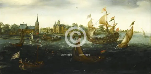 The Eendracht before IJsselmonde, 1618. Artist: Aert Anthonisz., (Aert van Antum) (ca. 1580-1620)