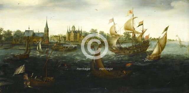 The Eendracht before IJsselmonde, 1618. Artist: Aert Anthonisz., (Aert van Antum) (ca. 1580-1620)