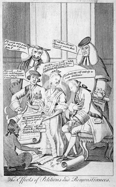 'The effects of petitions and remonstrances', 1770. Artist: Anon