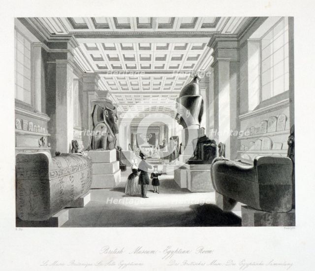 The Egyptian Room, British Museum, Holborn, London, c1840. Artist: William Radclyffe