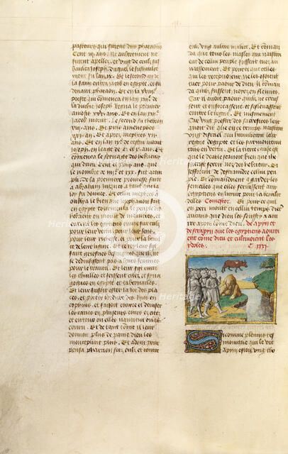 The Egyptians Worshipping the Image of a Bull; Miroir Historial, about 1475. Creator: Unknown.